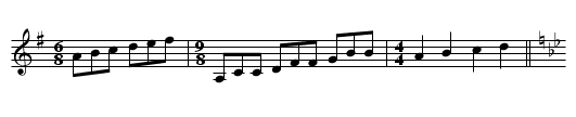 Changing Time or Key Signatures, Guitar Chords - staff notation