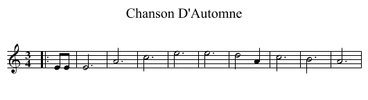 Chanson D'Automne - staff notation