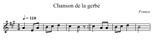 Chanson de la gerbe - staff notation
