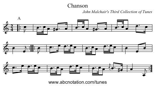 Chanson - staff notation