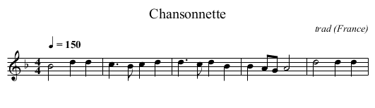 Chansonnette - staff notation