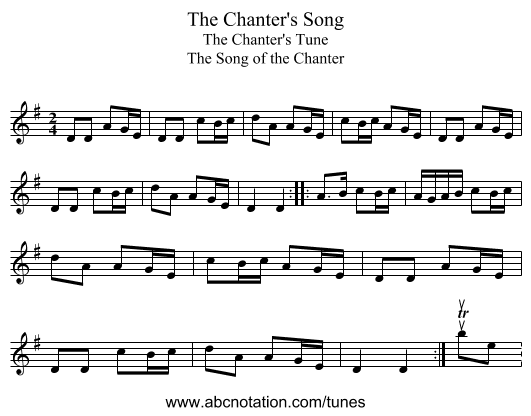 Chanter's Song, The - staff notation