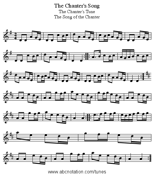 Chanter's Song, The - staff notation