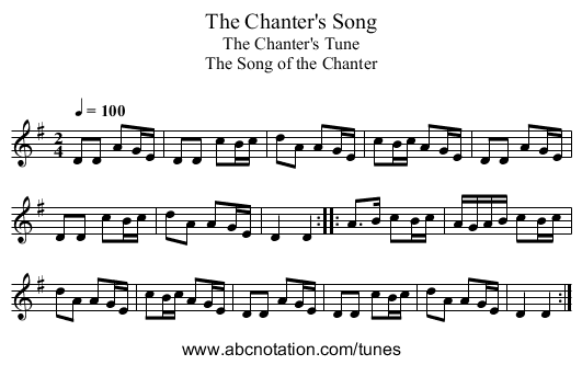 Chanter's Song, The - staff notation