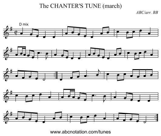 CHANTER'S TUNE (march), The - staff notation