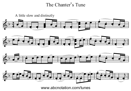 Chanter’s Tune, The - staff notation