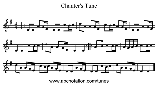 Chanter's Tune - staff notation