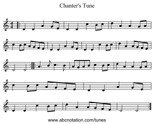 Chanter's Tune - staff notation
