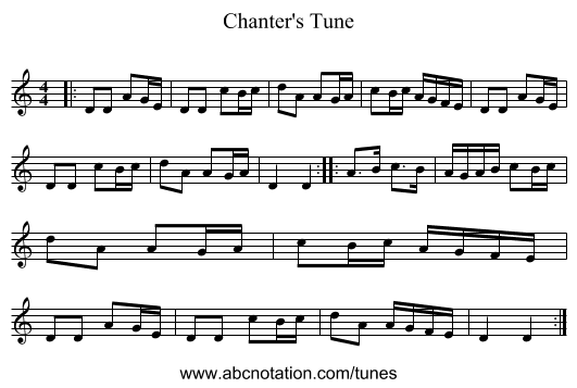 Chanter's Tune - staff notation