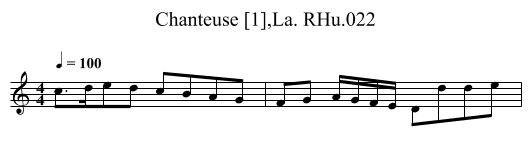 Chanteuse [1],La. RHu.022 - staff notation
