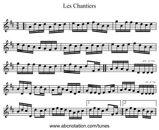 Chantiers, Les - staff notation