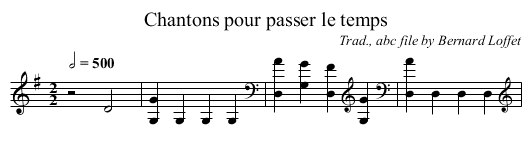 Chantons pour passer le temps - staff notation