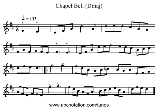 Chapel Bell (Dmaj) - staff notation