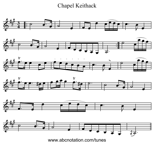 Chapel Keithack - staff notation