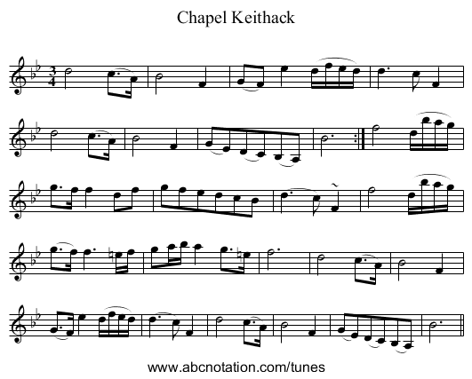 Chapel Keithack - staff notation