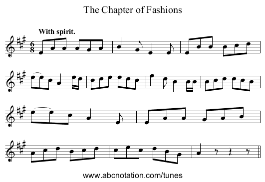 Chapter of Fashions, The - staff notation