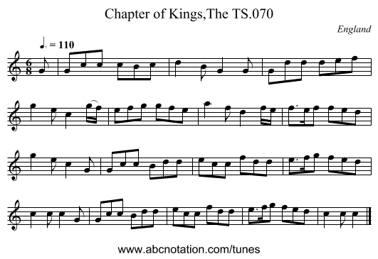 Chapter of Kings,The TS.070 - staff notation