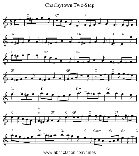 Charlbytown Two-Step - staff notation