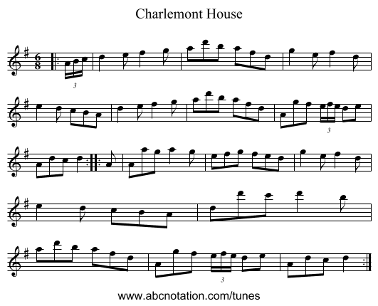 Charlemont House - staff notation