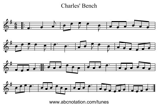 Charles' Bench - staff notation