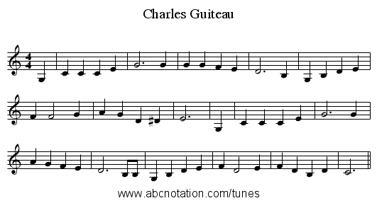 Charles Guiteau - staff notation