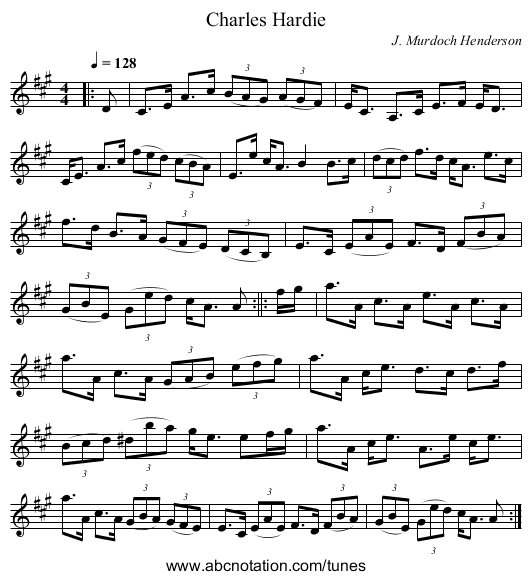 Charles Hardie - staff notation