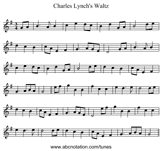 Charles Lynch's Waltz - staff notation