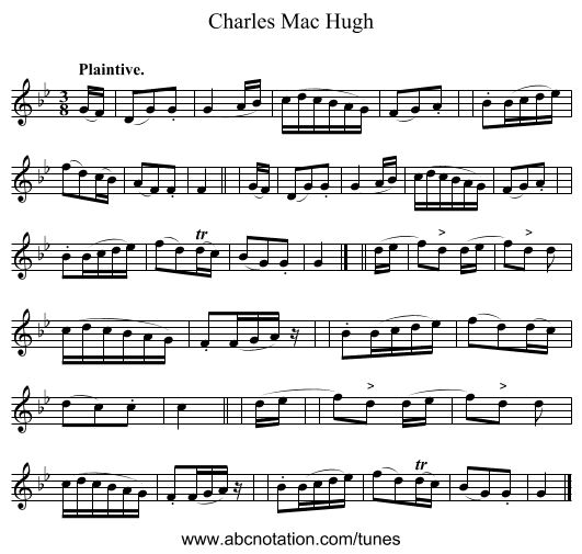 Charles Mac Hugh - staff notation