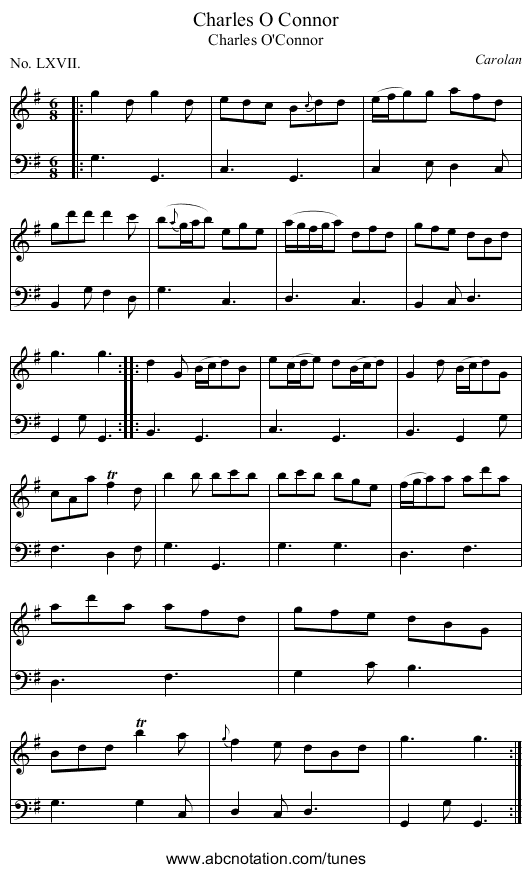 Charles O Connor - staff notation