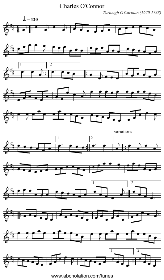 Charles O'Connor - staff notation