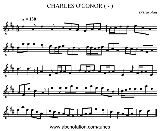CHARLES O'CONOR ( - ) - staff notation