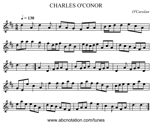 CHARLES O'CONOR - staff notation