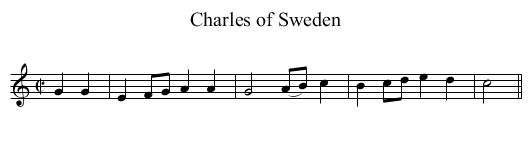 Charles of Sweden - staff notation