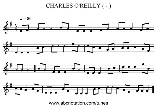CHARLES O'REILLY ( - ) - staff notation