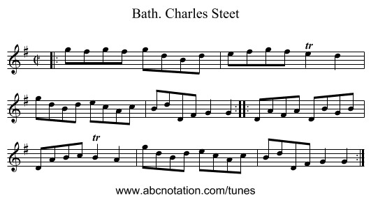 Charles Steet, Bath. - staff notation