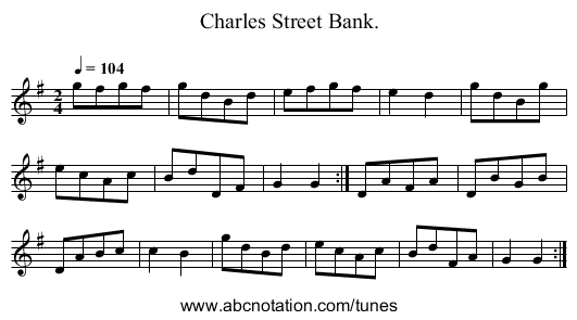 Charles Street Bank. - staff notation