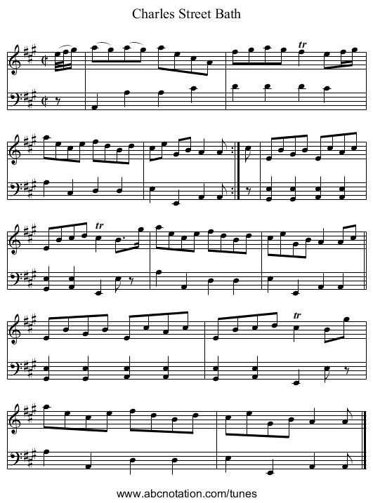 Charles Street Bath - staff notation