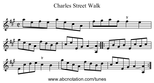 Charles Street Walk - staff notation