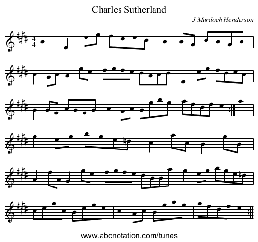 Charles Sutherland - staff notation
