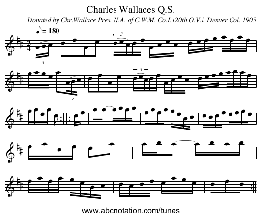 Charles Wallaces Q.S. - staff notation