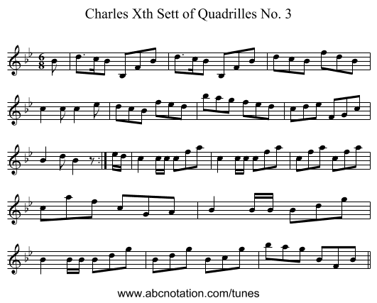 Charles Xth Sett of Quadrilles No. 3 - staff notation