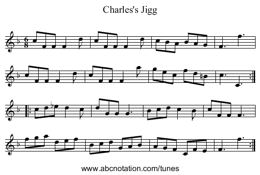 Charles's Jigg - staff notation