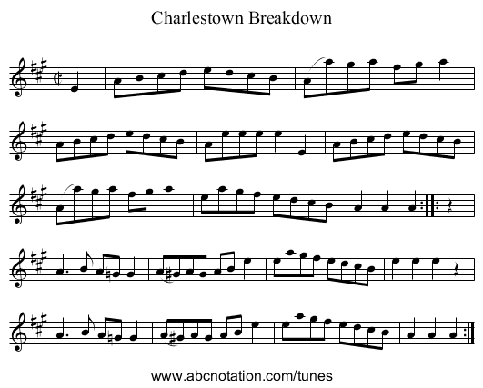 Charlestown Breakdown - staff notation