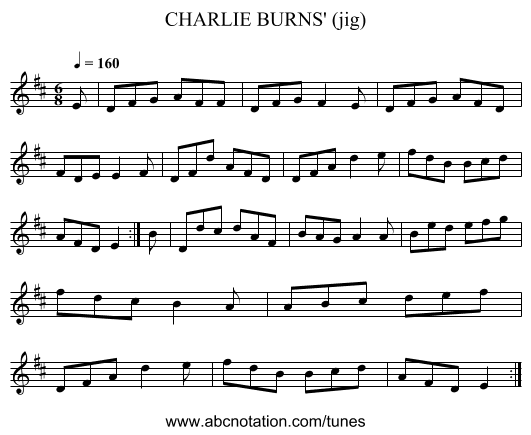 CHARLIE BURNS' (jig) - staff notation