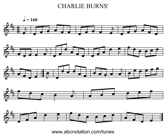 CHARLIE BURNS' - staff notation