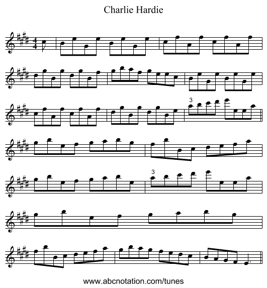 Charlie Hardie - staff notation