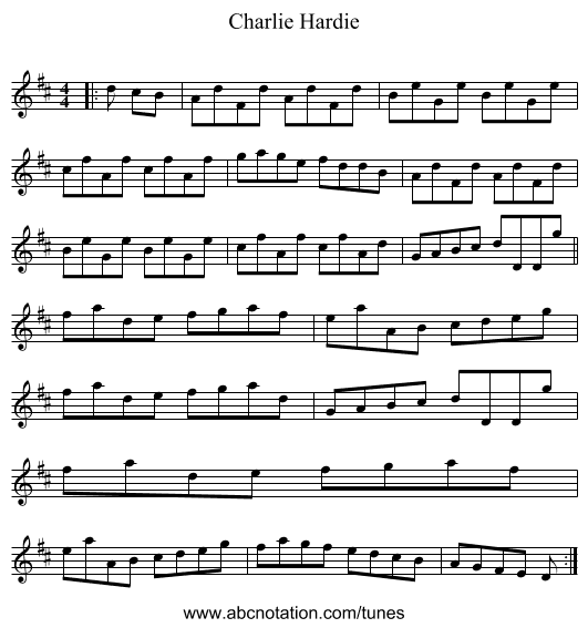 Charlie Hardie - staff notation