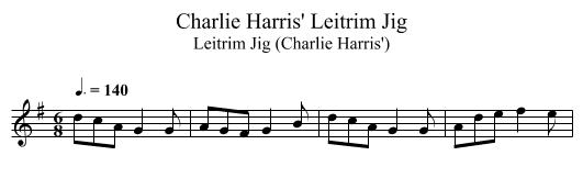Charlie Harris' Leitrim Jig - staff notation
