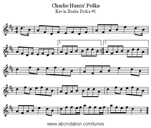 Charlie Harris' Polka - staff notation