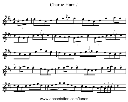 Charlie Harris' - staff notation